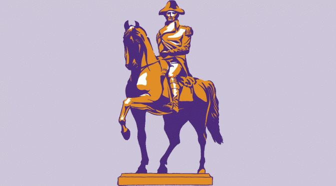 illustration of General Washington on his charger