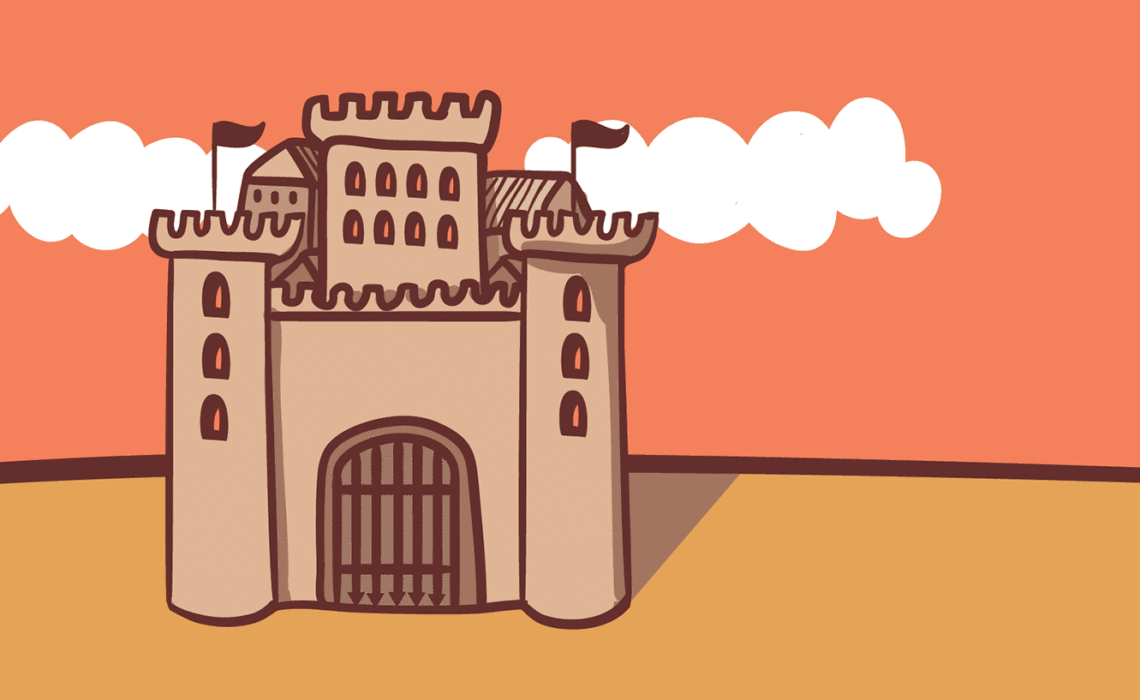Illustration of a strong business represented by a tall castle