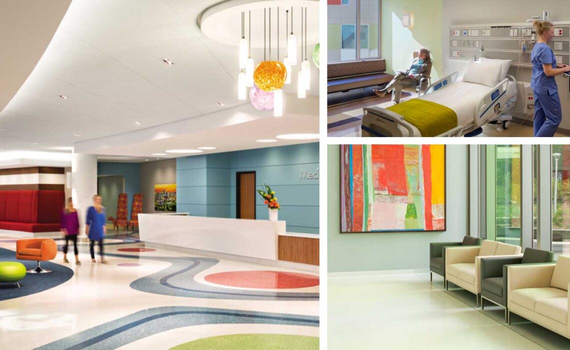 Trending healthcare colors feature natural-looking colors like blues and pops of citrus tones