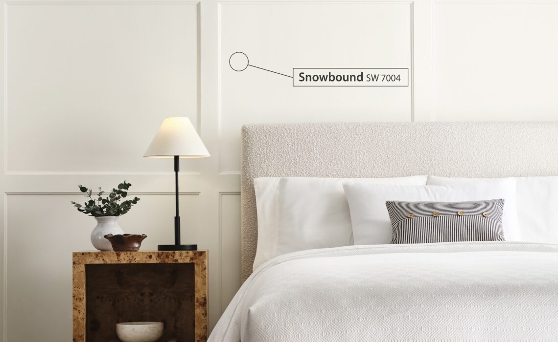 Bedroom painted with Snowbound SW 7004