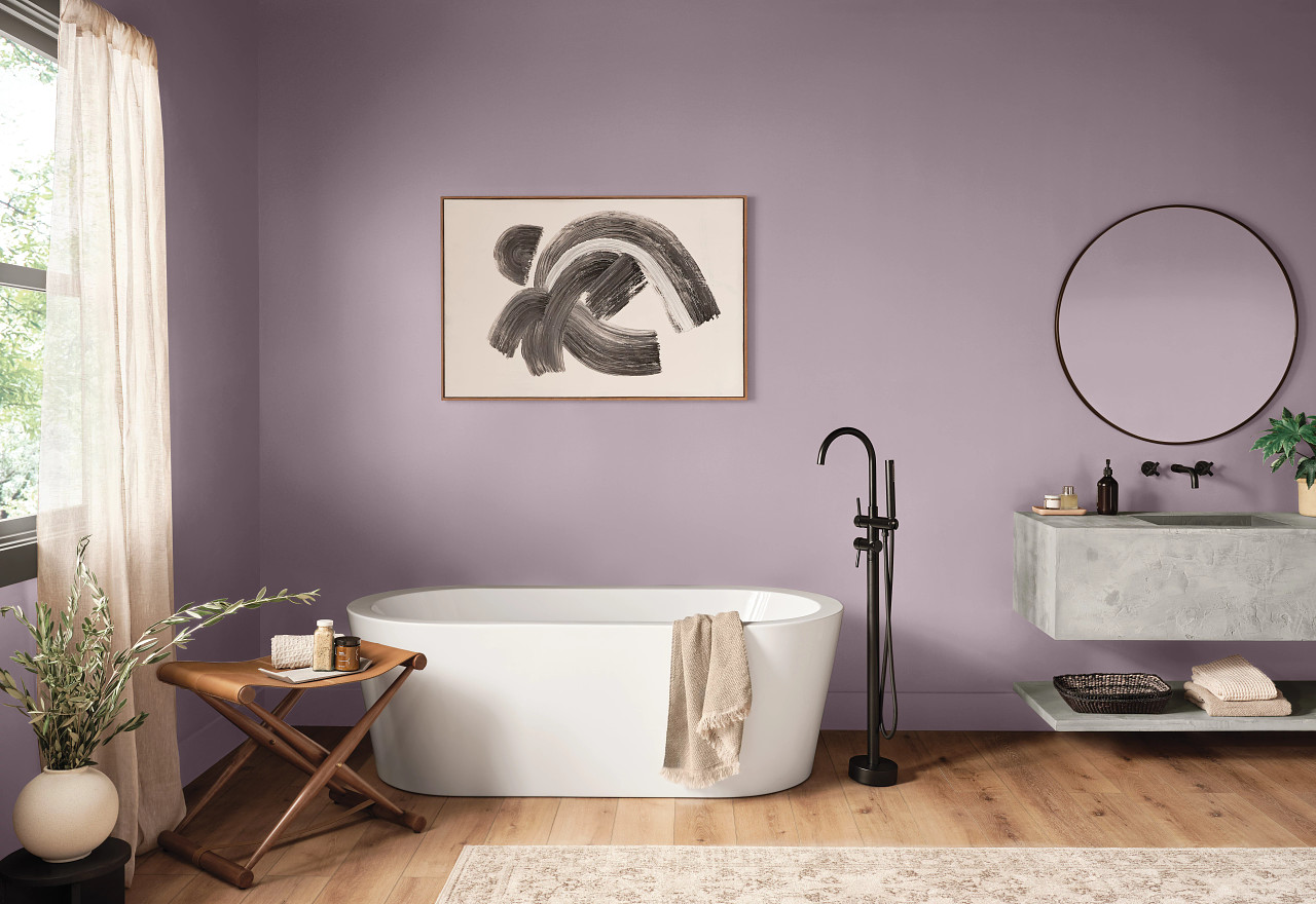 Bathroom painted with Mauve Finery SW 6282 