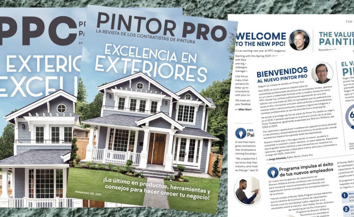 A collage of images from the Spring 2025 issue of PPC/Pintor Pro magazine