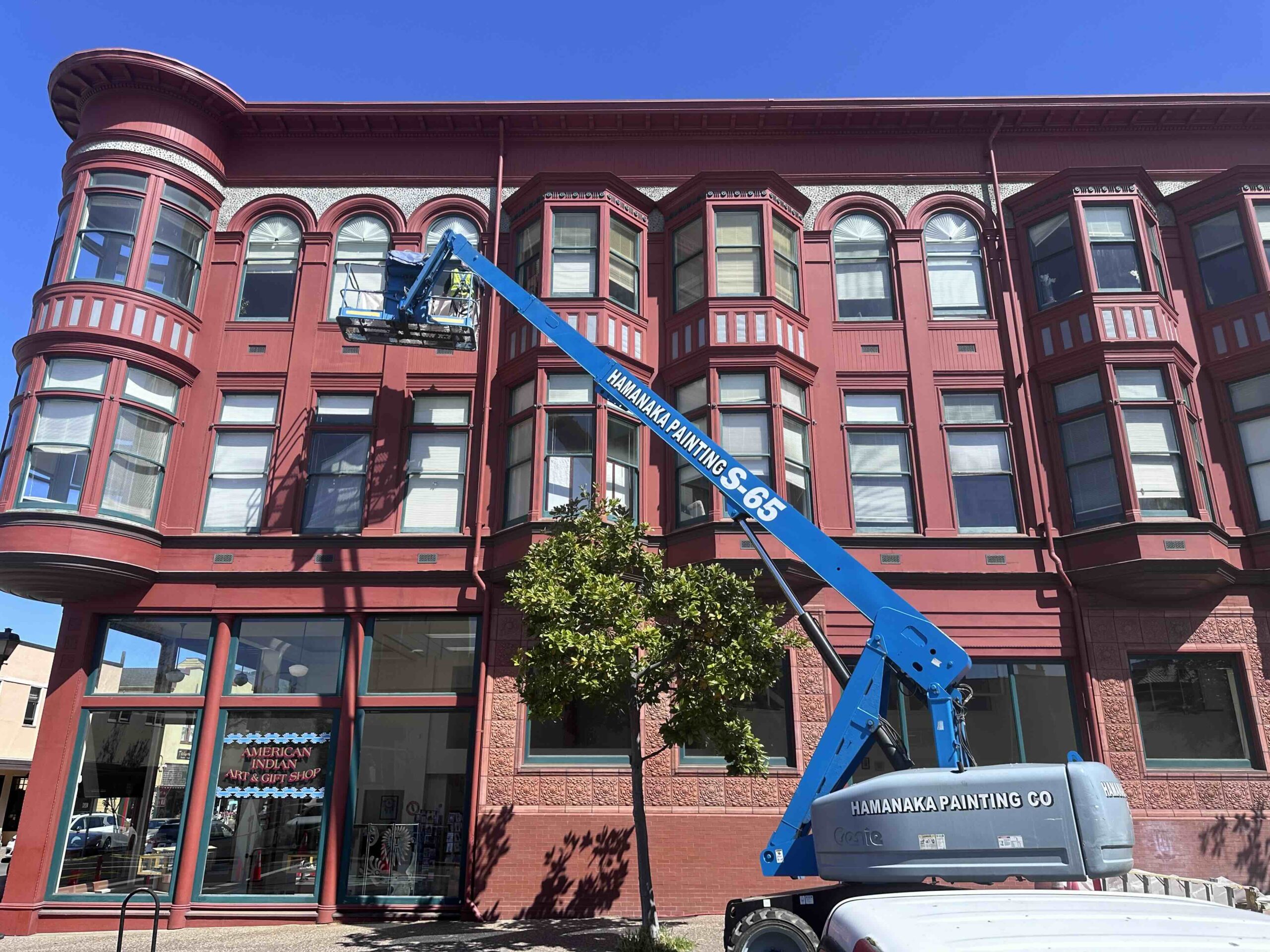 Hamanaka Painting at work on Carson Block project in Eureka CA